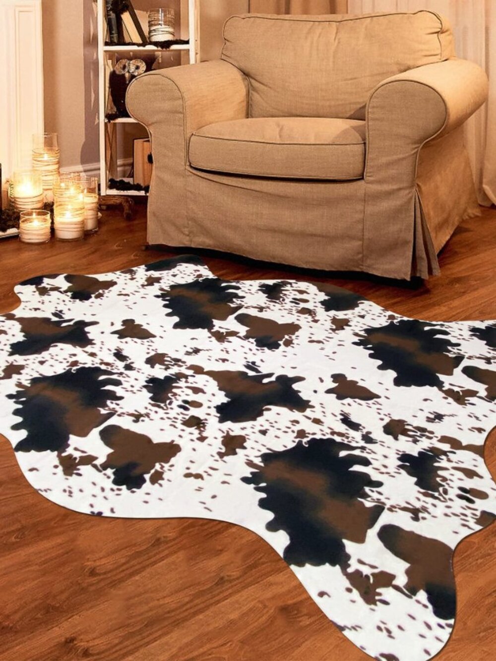 Cowhide Rug Cow Print Rug Carpet Faux Animal Print Mat 4.6′x5.2′